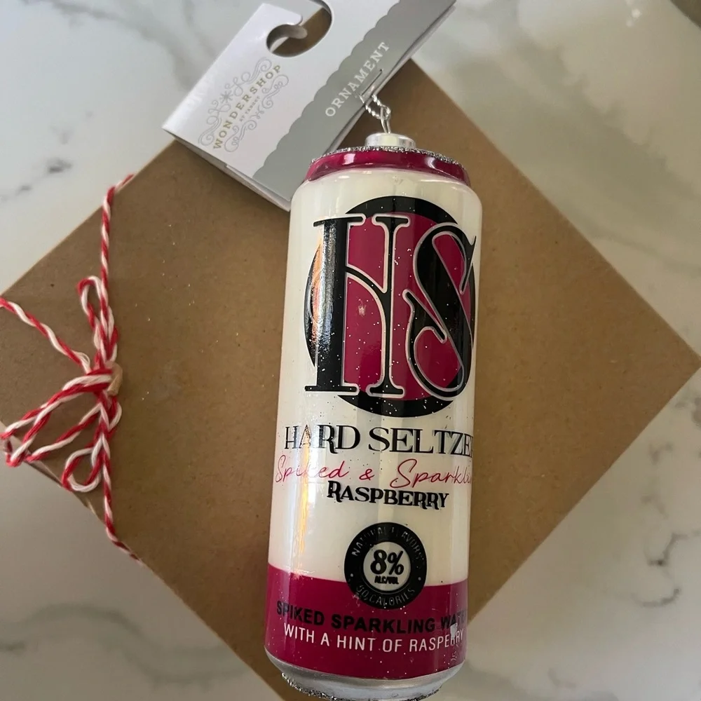 Ornament Raspberry hard￼￼ Seltzer Blown Glass Ornament ￼NWT NEW